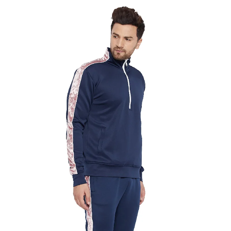 Navy Scuba Velour Taped Sweatshirt Unique Men's Patch