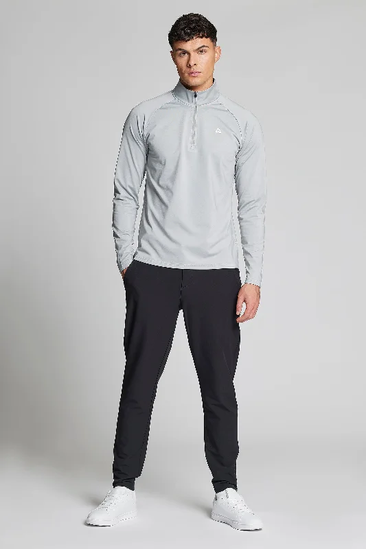 Fleece Back Slim Fit 1/4 Zip Top - Driver Grey Dapper Men's 1920S