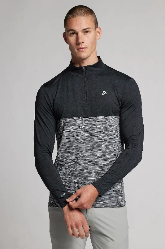Colour Block Space Dye 1/4 Zip Top - Putter Black Street