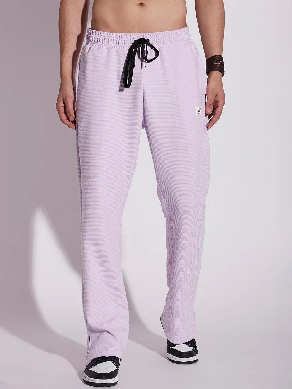 Lavender Textured Relaxed Fit Boot-Cut Pant Artistic Men's Hand