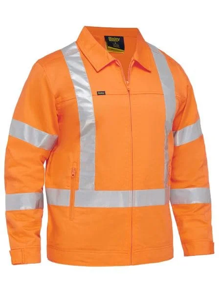 Bisley X Taped Hi Vis Drill Jacket With Liquid Repellent Finish (BJ6919XT)Rail Orange Tailored