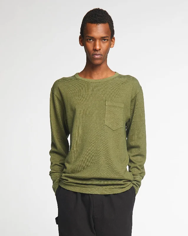 L/S Pocket T Military Jersey Khaki Trendy Men's Bucket