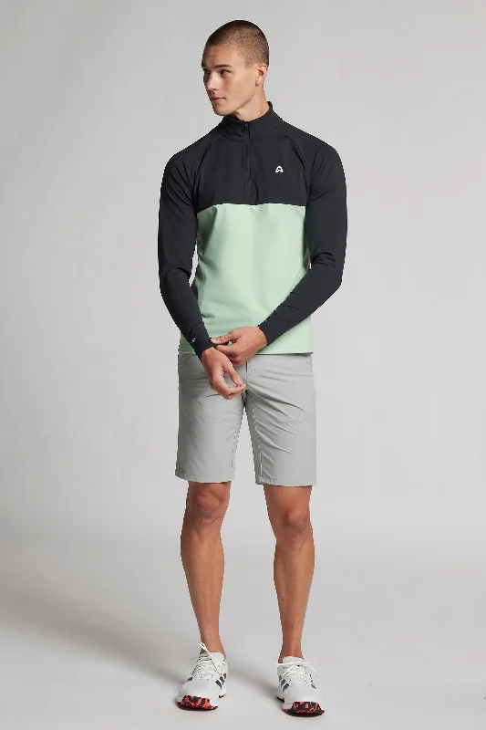 Colour Block 1/4 Zip Top - Putter Black / Putting Green Refined Men's Classic 