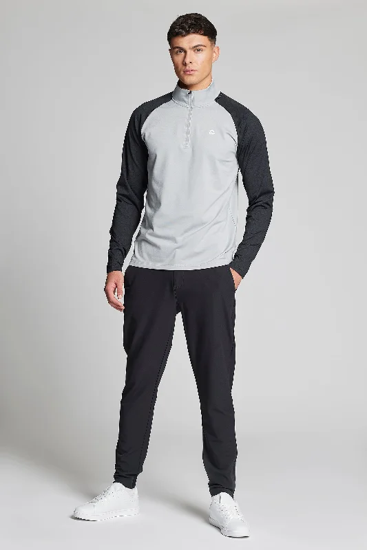 Fleece Back Slim Fit Contrast 1/4 Zip Top - Putter Black / Driver Grey Sporty Men's Tennis