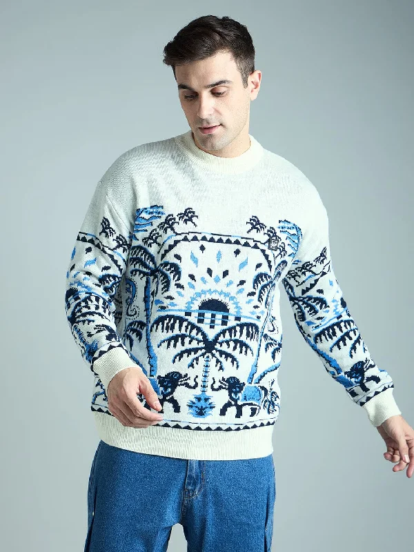 Ecru Royal Graphic Oversized Sweater Sophisticated Men's French