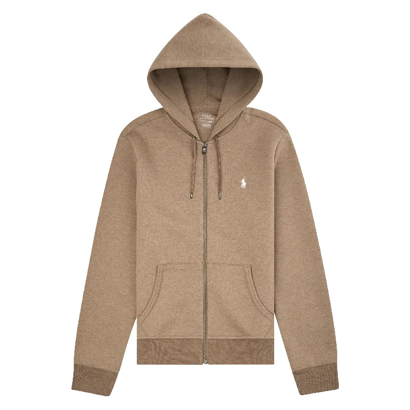 Double-Knit Tech Full Zip Hoodie | Brown Heather Minimalist Men's Casual 