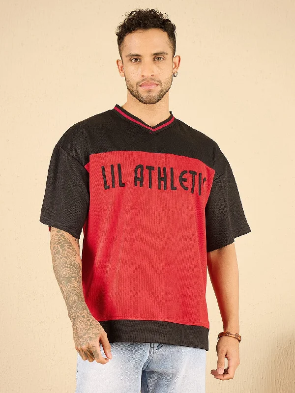 Black And Red Active Mesh Tee Athletic Men's High