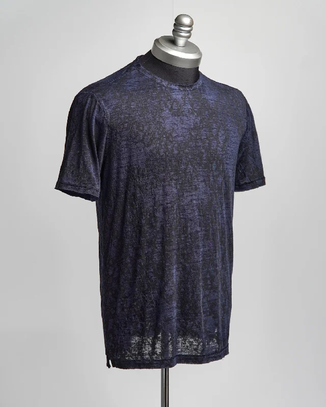 Short Sleeve Python Print Burnout Crew Neck T-Shirt Traditional Men's Country