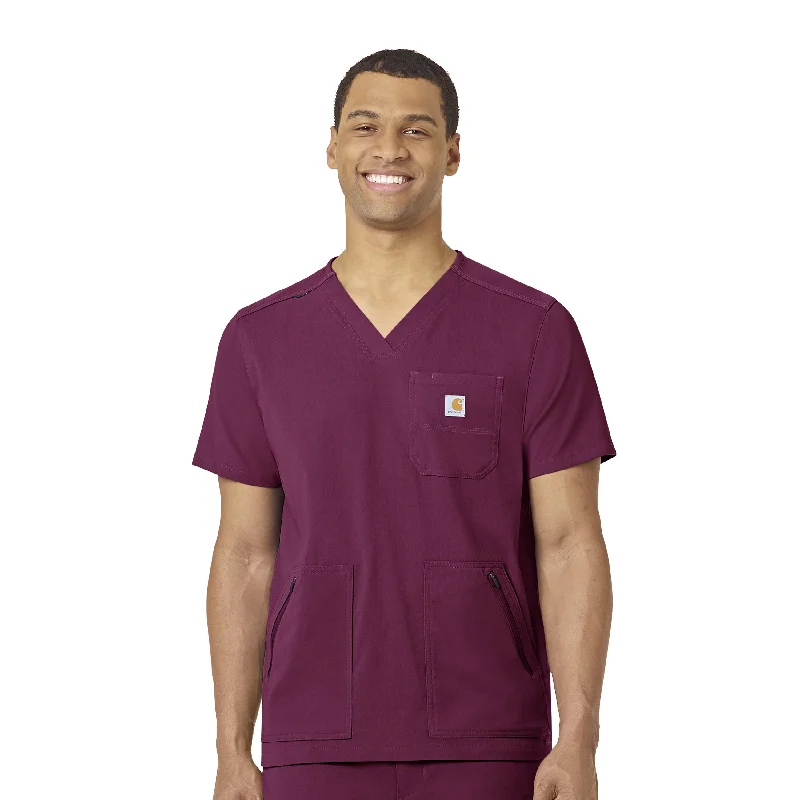 Carhartt Rugged Flex Peak Men's 5-Pocket V-Neck Scrub Top - Wine Sleek Men's Contemporary Carhartt Rugged Flex Peak Men's 5-Pocket V-Neck Scrub Top - Wine Sleek Men's Contemporary