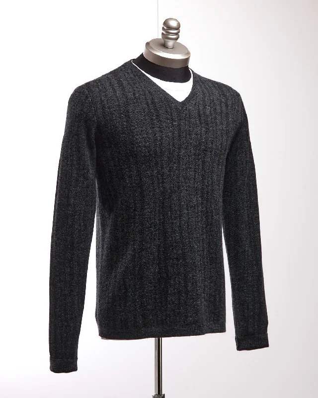 Long Sleeve Fine Gauge Jacquard Knit Sweater Luxurious Men's High