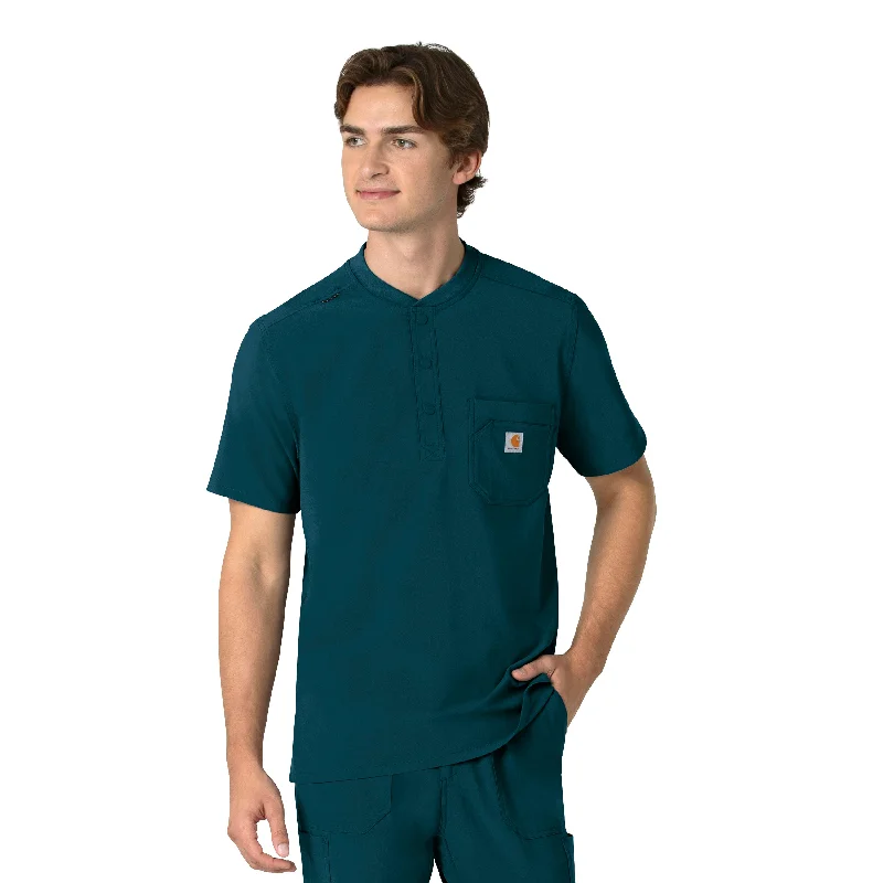 Carhartt Force Cross-Flex Men's Henley Scrub Top - Caribbean Stylish Men's Tropical 