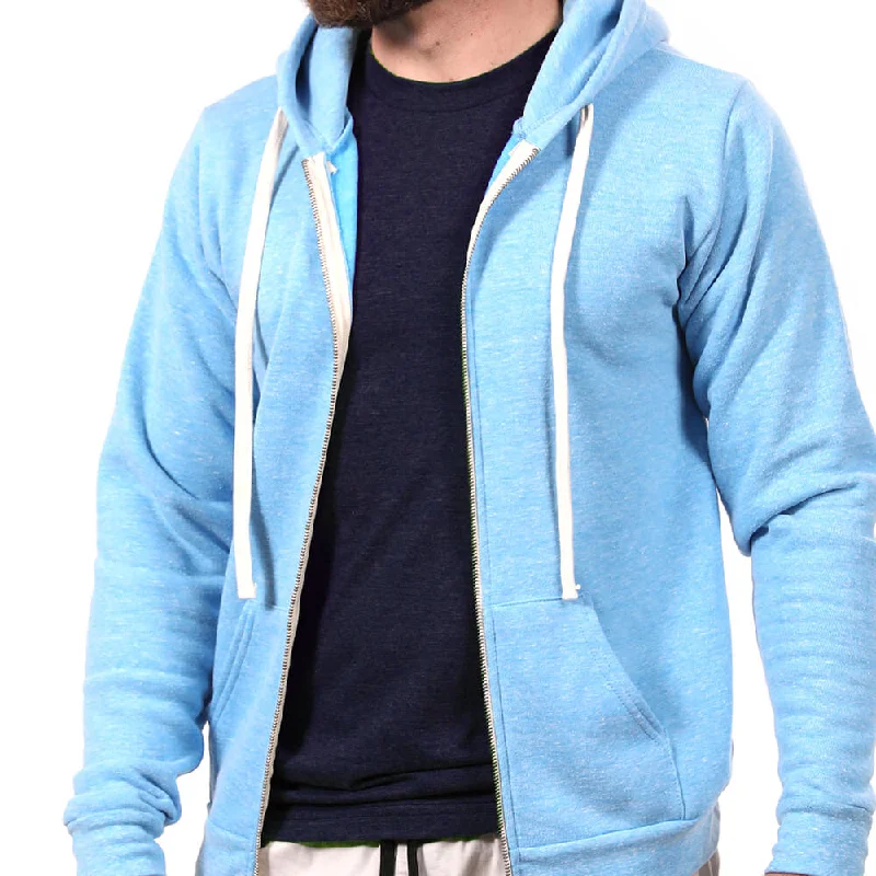 Sky Blue Heather Full Zip Hoodie Tailored