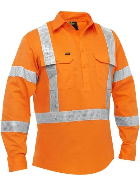 Bisley X Taped Closed Front Hi Vis Cool Lightweight Drill Shirt (BSC6166XT) Adventure