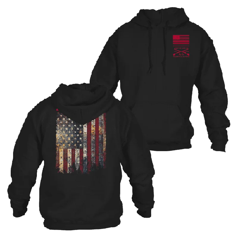 Red Blood Blue Collar® Hoodie - Black Cool Men's Distressed
