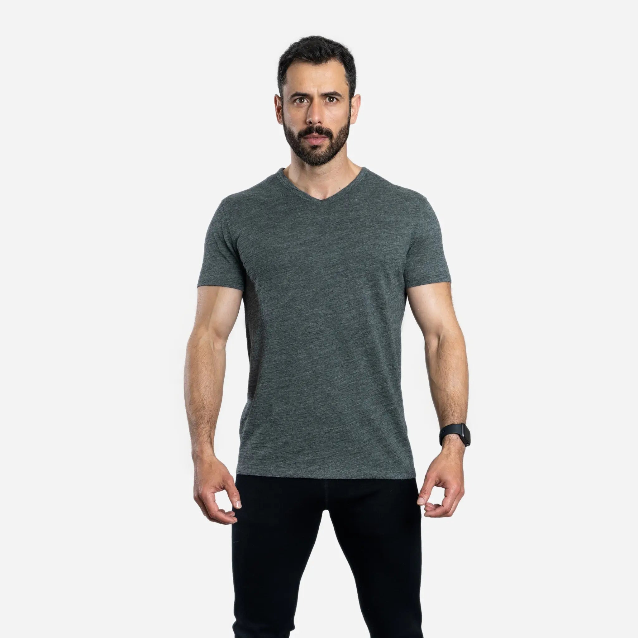 Men's Alpaca Wool Shirt: 160 Ultralight V-Neck Tough Men's Military