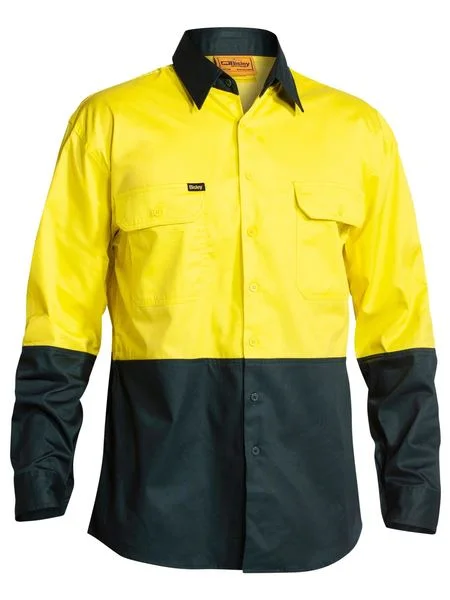 Bisley 2 Tone Hi Vis Cool Ventilated Drill Shirt - Long Sleeve - Yellow/Bottle (BS6895) Elegant Men's Cashmere Bisley 2 Tone Hi Vis Cool Ventilated Drill Shirt - Long Sleeve - Yellow/Bottle (BS6895) Elegant Men's Cashmere