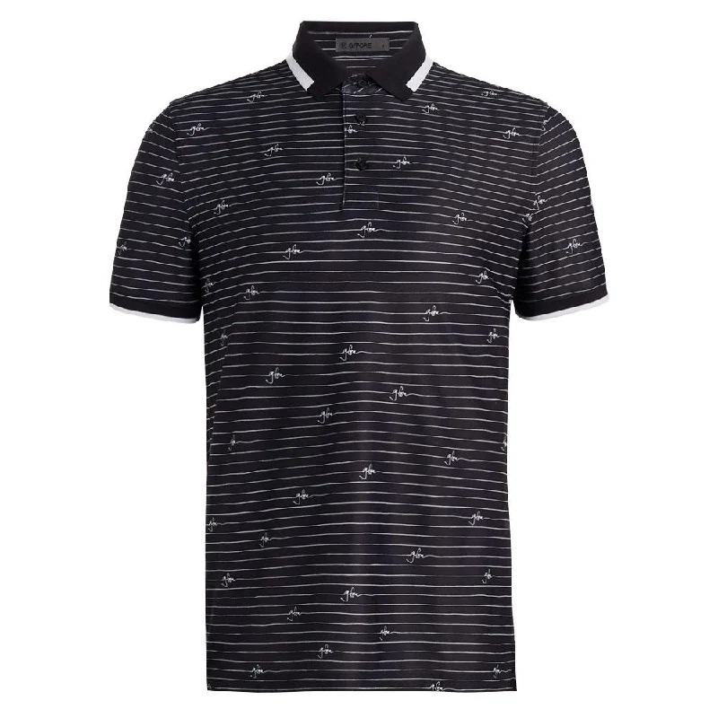 Gfore Script Stripe Tech Pique Banded Sleeve Golf Polo 2024 Polished Men's Silk