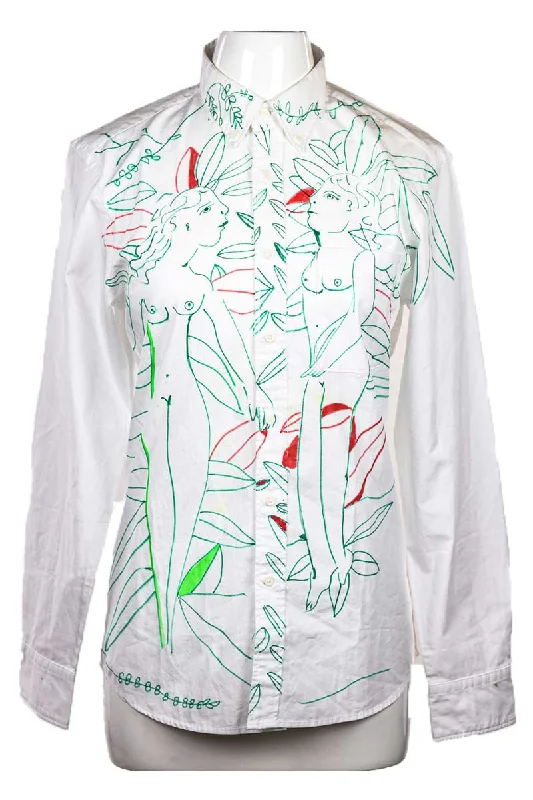 Long Sleeve Green Painted Shirt