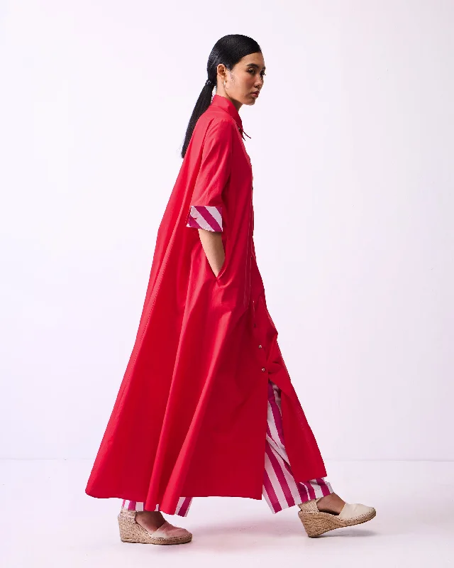 Pattaya Shirt Dress - Bright Red