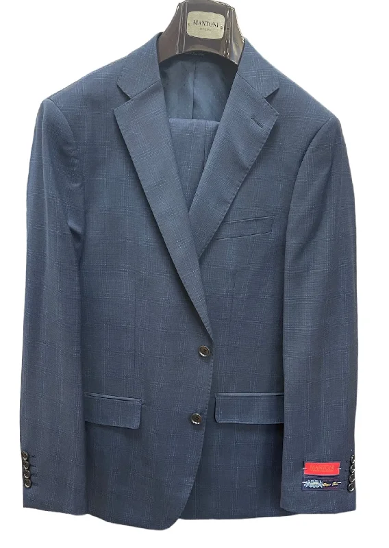 100% WINDOW PANE WOOL S/B SUIT - NAVY