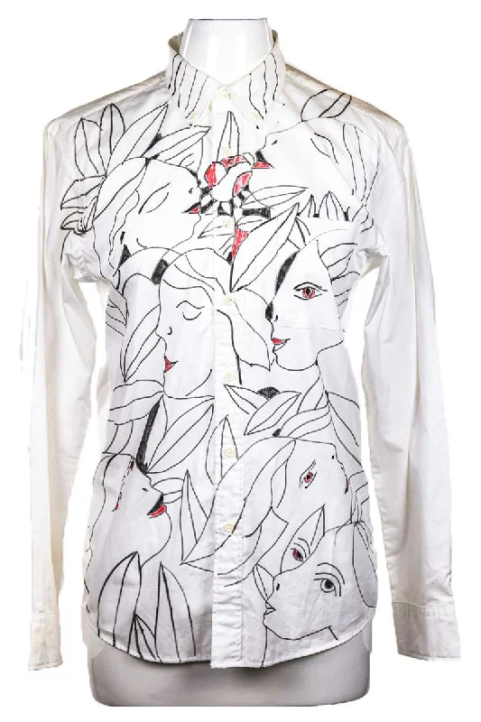 Long Sleeve Black & White Painted Shirt