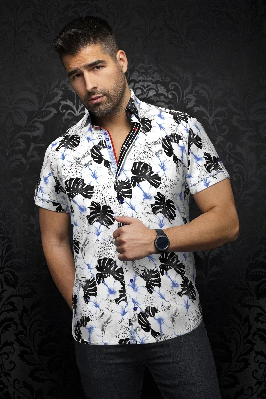AU NOIR | Short Sleeve Shirt | Axel White/Black