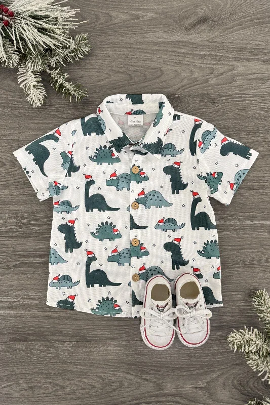 Santasaurus Button Down Top