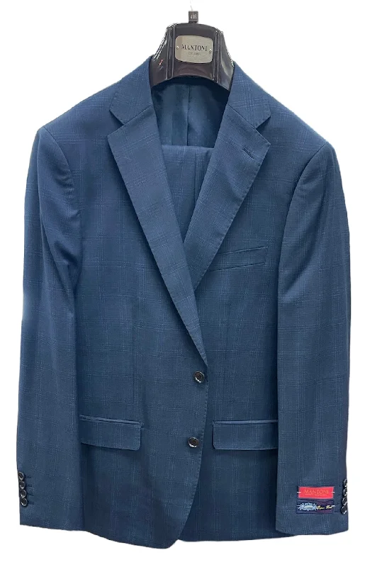 100% WINDOW PANE WOOL S/B SUIT - NAVY