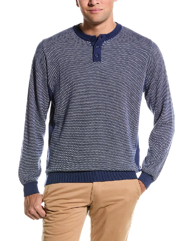 Alashan Birdseye Colorblocked Henley Cashmere-Blend Pullover Polished Men's Satin
