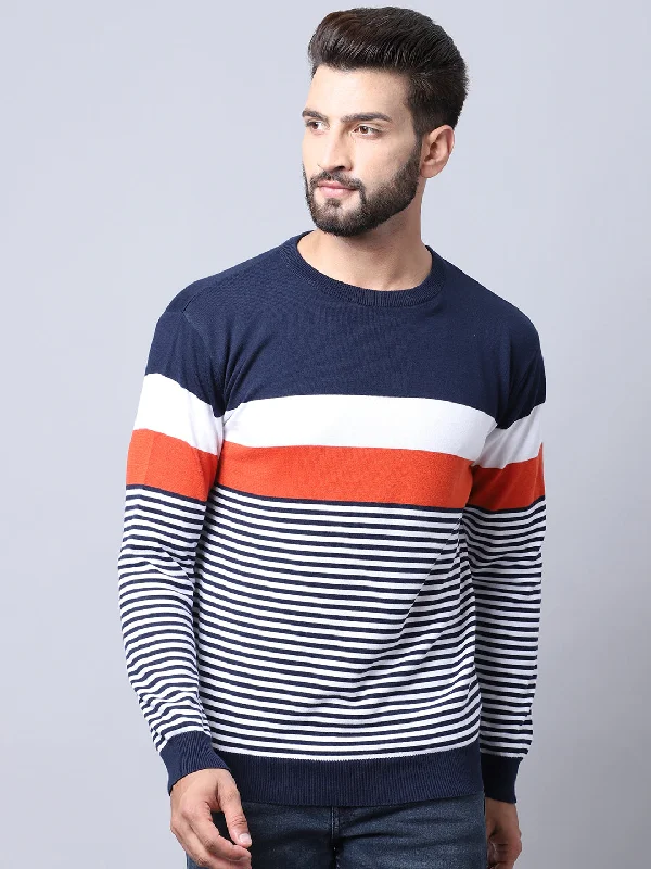 Men Navy Pullover Sweater Elegant Men's Cashmere