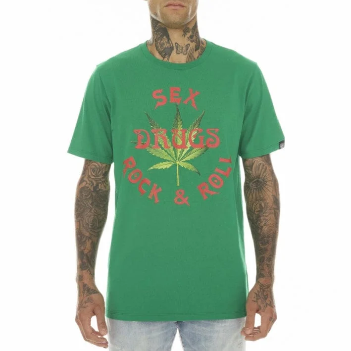 Cult Of Individuality "Sex, Drugs, & Rock N Roll" T Shirt (Kelly Green) 622A3-K53A Practical Men's Quick