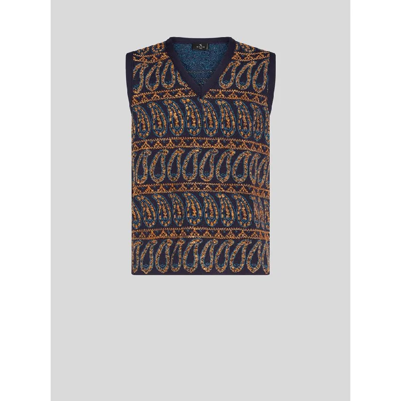 KNITTED GILET WITH PAISLEY DESIGNS Stylish Men's Neon