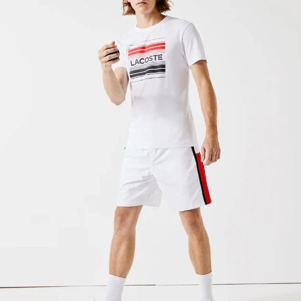 Lacoste Sport Stylized Logo Print T Shirt (White) TH0851 Athletic Men's Compression
