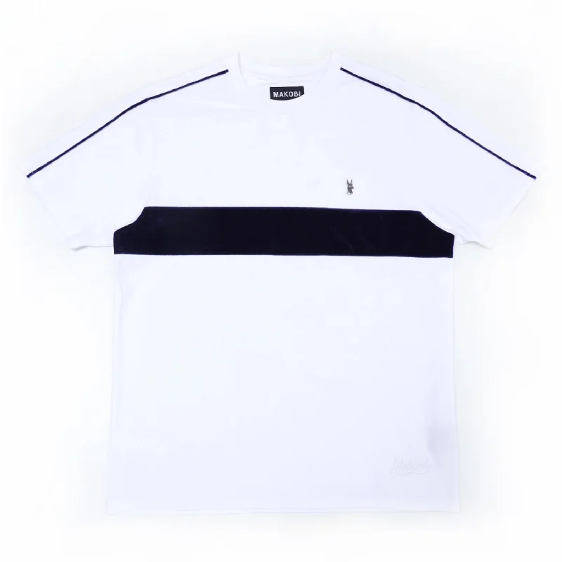 M308 Makobi Core Tee w/ Contrast Velvet- White Polished Men's Satin