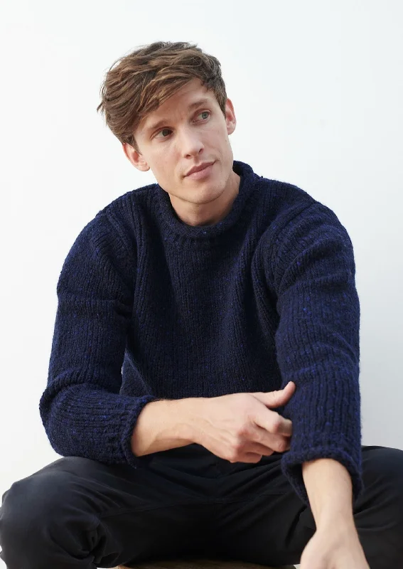 Raheen Tweed Roll Neck Mens Sweater | Navy Cozy Men's Winter