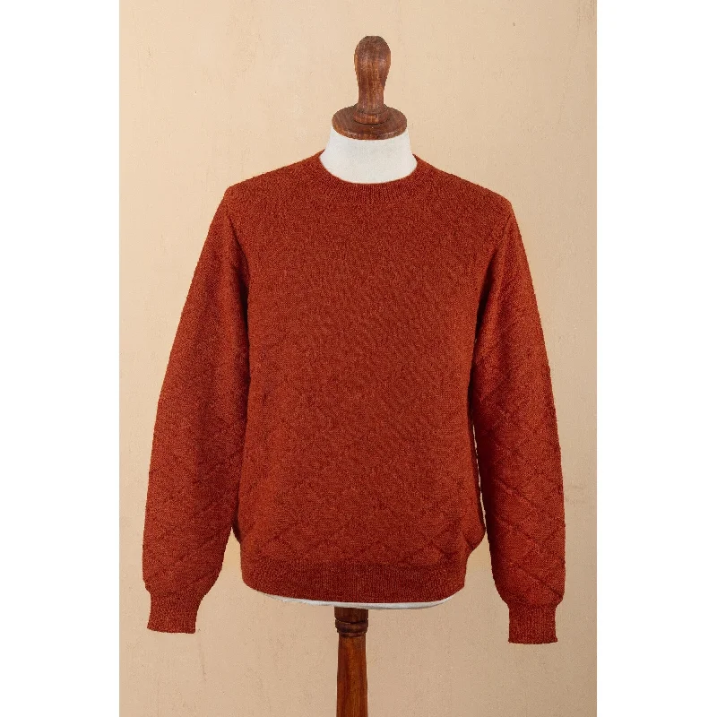Novica Handmade Rhombus Spice Mens Sweater Trendy Men's Oversized