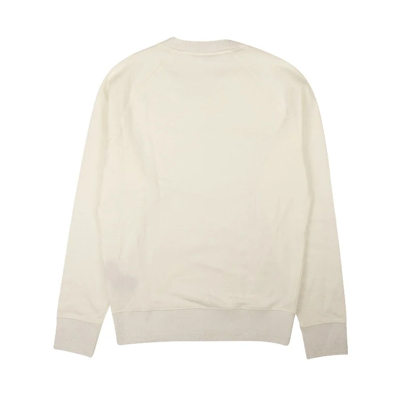 White Ribbed Round Neck Basic Sweater Lumberjack