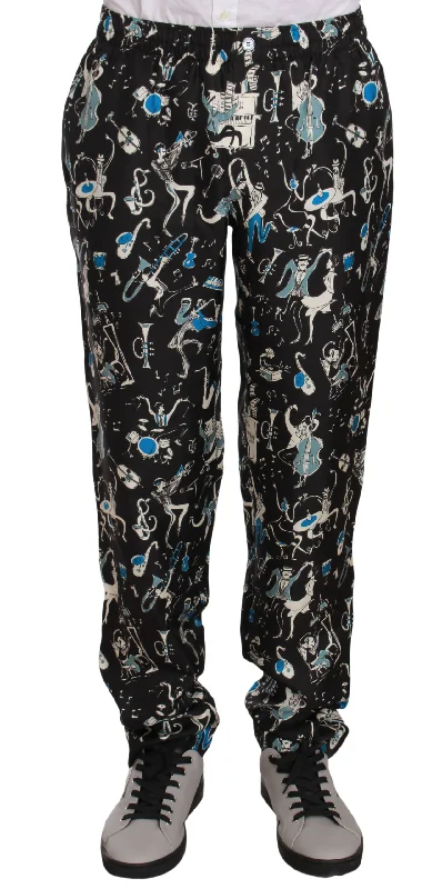 Dolce & Gabbana Elegant Silk Lounge Pants with Unique Men's Print Rugged Men's Outdoor 