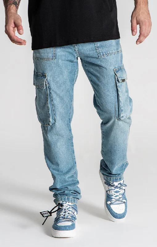 Light Blue Discover Cargo Jeans Trendy Men's Scandinavian