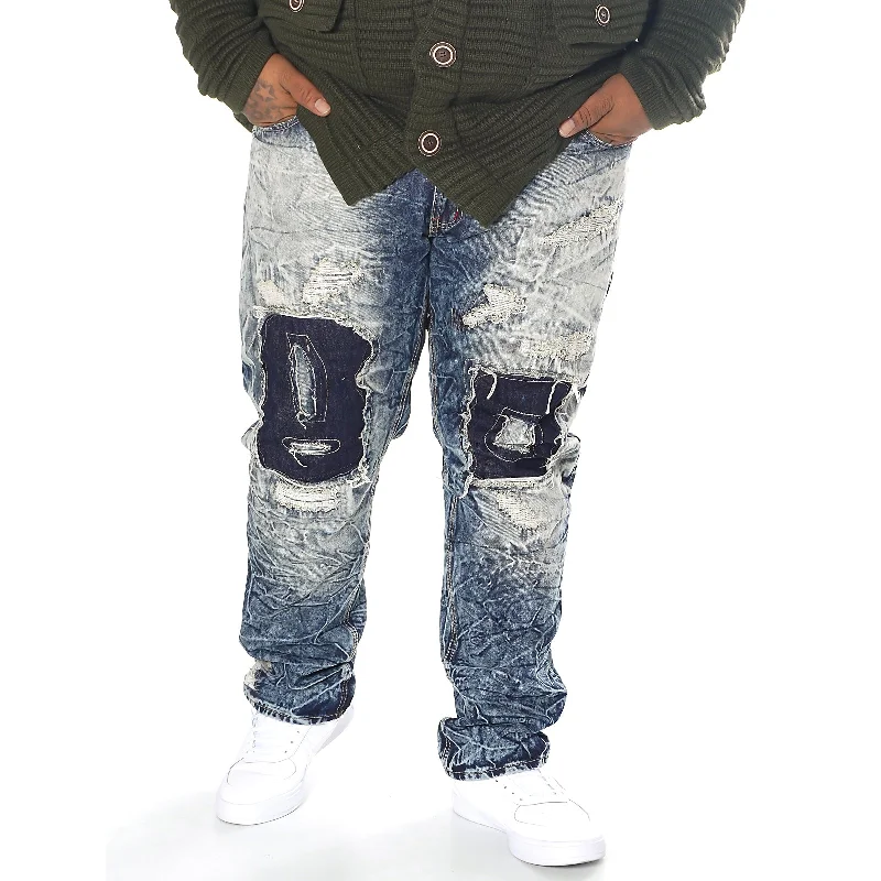 M1715 Shredded Denim Jeans - Vintage Wash Sophisticated Men's French
