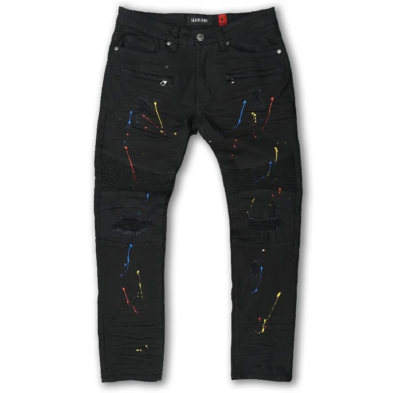 M1750 Super Sauce Biker Jeans - Black/Black Modern Men's 