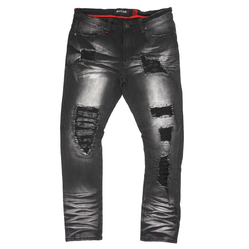 M1780 Pensacola  Shredded Jeans  - Black Wash Adventure