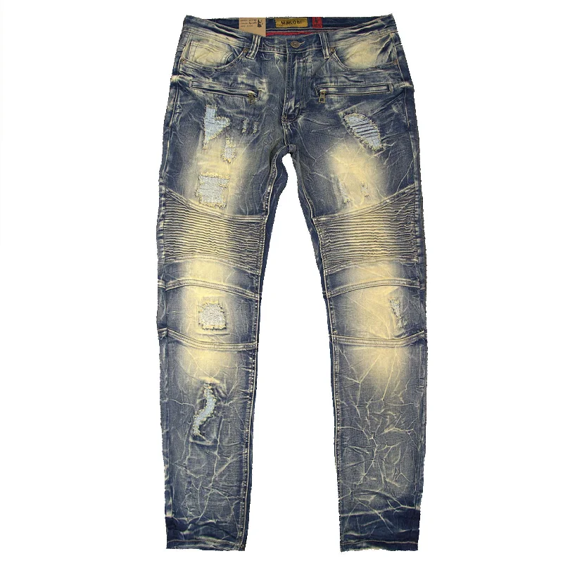 M1786 Makobi Prado Biker Jeans with Rip & Repair - Dirt Wash Minimalist Men's Casual M1786 Makobi Prado Biker Jeans with Rip & Repair - Dirt Wash Minimalist Men's Casual