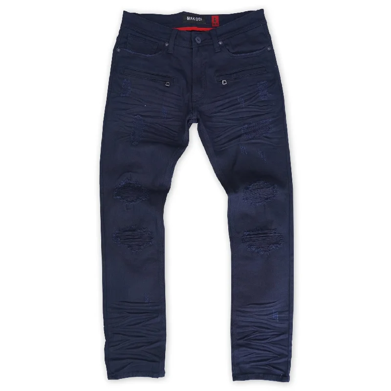M1925 Rochester Coded Shredded Jeans - Navy Unique Men's Upcycled